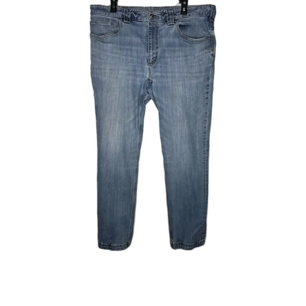 Duluth Trading Ballroom Double Flex Jeans Mens 38x32 Blue Slim Fit Straight
